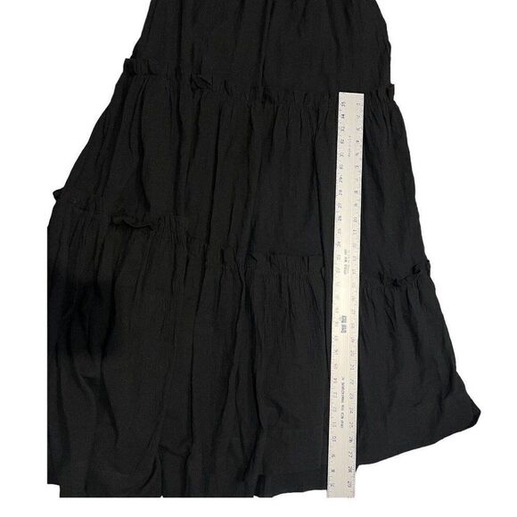 SHONA JOY Dress WMNS 6 Black Midi‎ Leda One Shoulder Tiered *MISSING WAIST TIE* - Picture 3 of 11